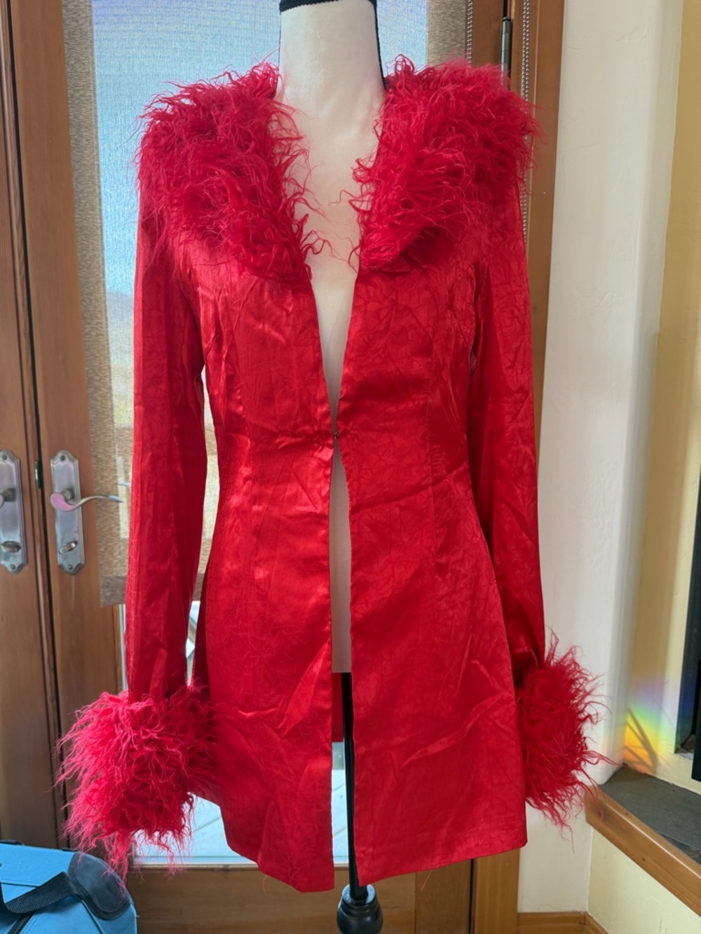 Elsie & Fred fur coat 60s 70s NWT Marla Jacket in Red Mongolian lamb sheep faux